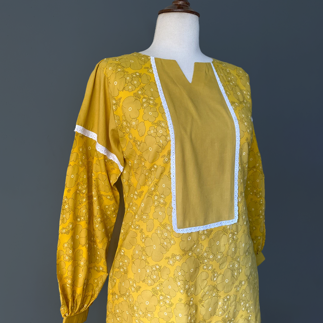 Golden Elegance Yellow Long Shirt & Plazo Set