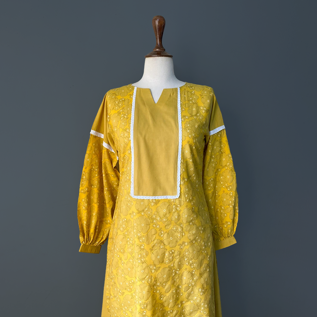 Golden Elegance Yellow Long Shirt & Plazo Set