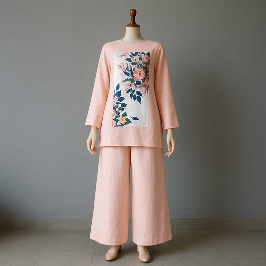Blossom Breeze Tea Pink Floral Shirt & Plazo Set