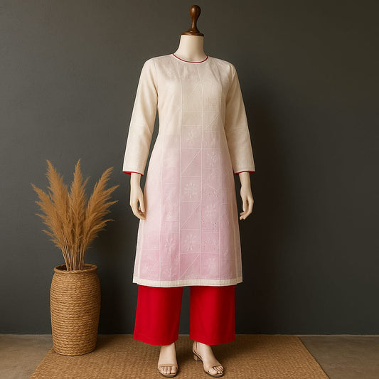 Blush Radiance Embroidered Kurta Set